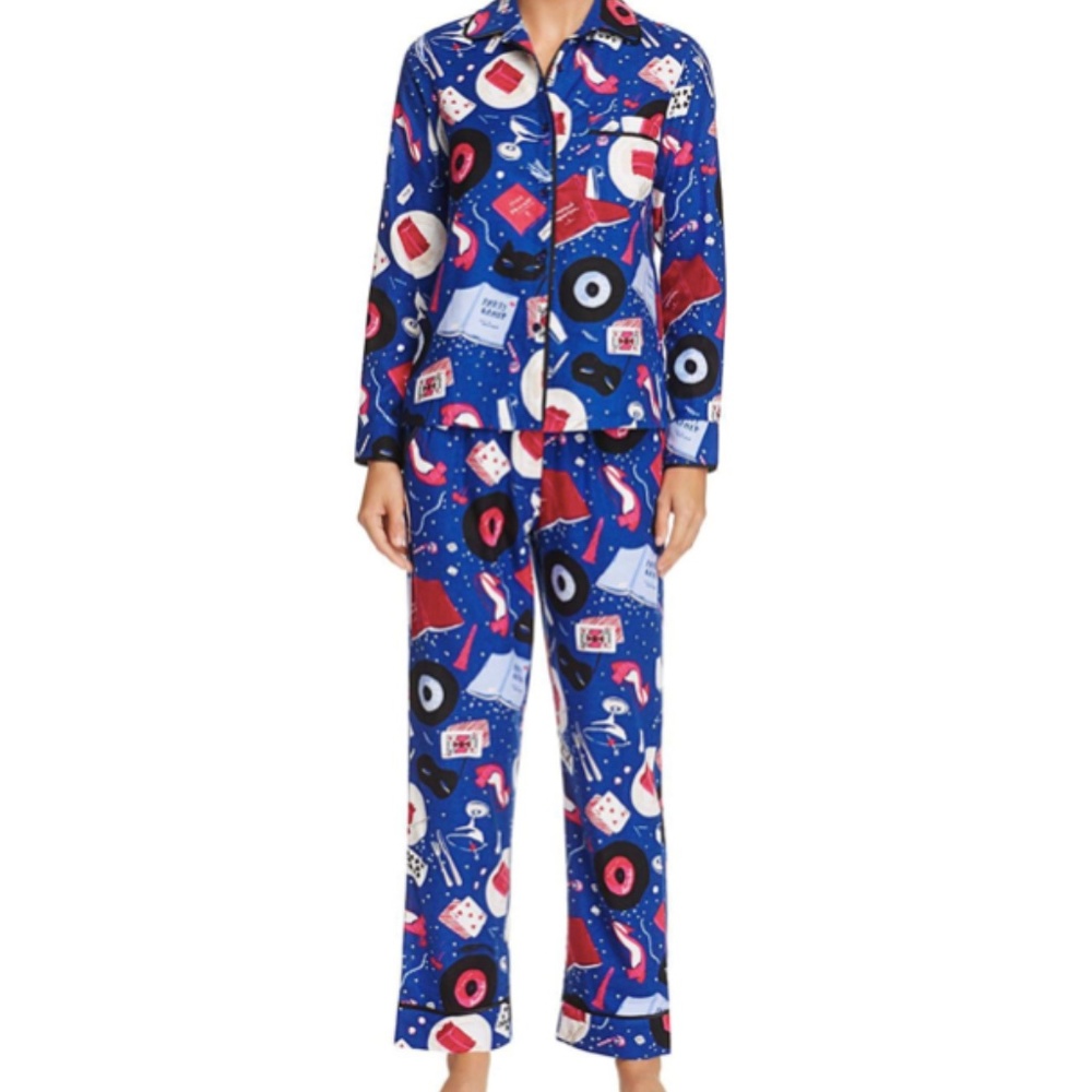 NWT Kate Spade Party Scene Flannel Pajamas Size M